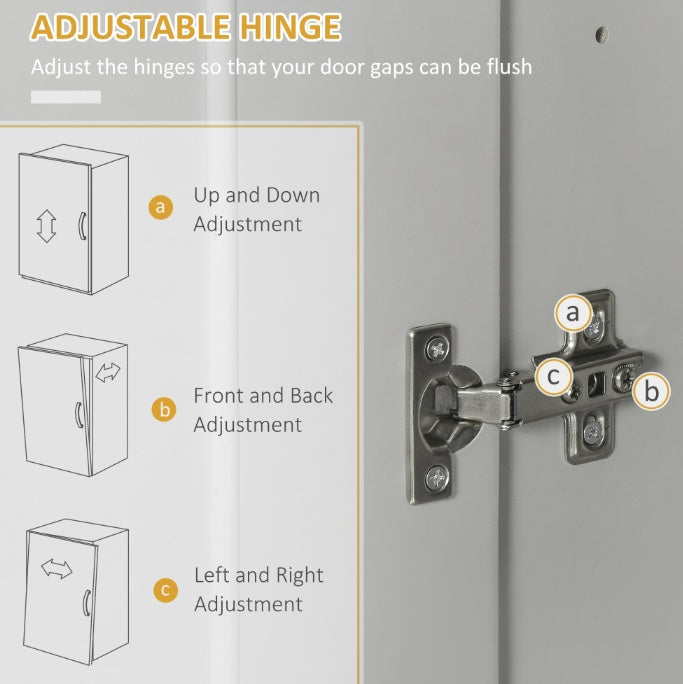 Modern Freestanding Kitchen Pantry Cabinet Cupboard With Doors And Drawer, Adjustable Shelving, Gray