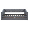 Upholstered Twin Size Daybed With Two Drawers, Wood Slat Support, Gray