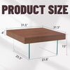 Walnut Colored Square MDF Coffee Table  31.5x31.5 With Tempered Glass Legs.Density Board Sticker,Reinforced Glass Legs.Walnut Colored Texture Sticker