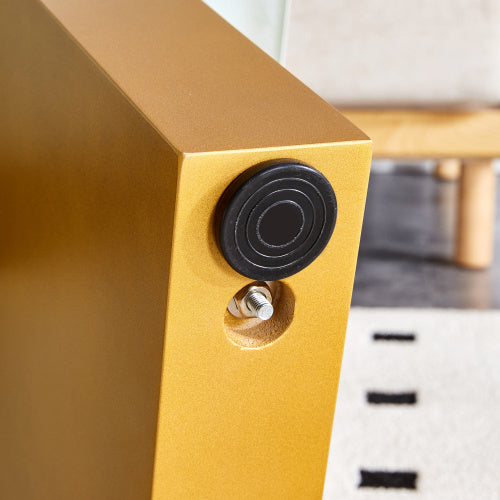 Modern Minimalist Tempered Glass With Sticker Desktop Coffee Table And Dining Table, Paired With Golden MDF Decorative Columns. Computer Desk. Game Table. CT-1546
