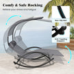 Outdoor Dual Rocker Sunbed 2-Person Canopied Patio Lounger With Detachable Headrests