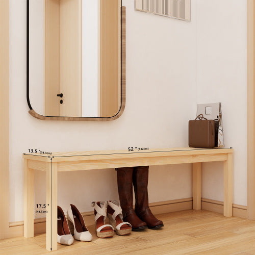 52 Solid Wood Slatted Bench For Living Room, Bedroom, Or Entryway   Durable Natural Hardwood Finish, Perfect For Foot Of Bed Or Entryways, Hallways