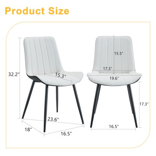 Extended Seat Cushion PU Dining Chair Set - Four Pieces.Smooth Line Design.Can Integrate Well Into Various Modern Home Decoration Styles.White And Black Splicing Colors.