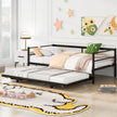 Twin Size Metal Daybed With Adjustable Trundle Up Trundle, Black