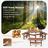 6 Person Wooden Picnic Table Set With Bench And Umbrella Hold