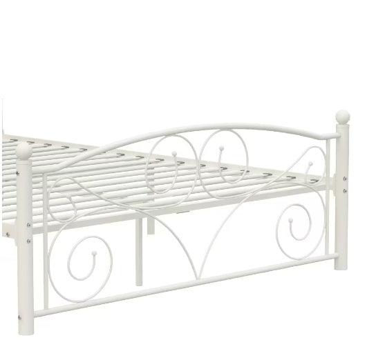 Queen Size Unique Flower Sturdy System Metal Bed Frame With Headboard And Footboard