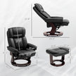 Swivel Recliner With Ottoman, PU Leather Reclining Chair With Footrest, For Living Room, Bedroom, Black
