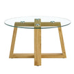 Modern Practical Circular Coffee Tables. Made Of Transparent Tempered Glass Tabletop And Wood Colored MDF Material. Suitable For Living Rooms And Bedrooms.31.5X31.5X17.7