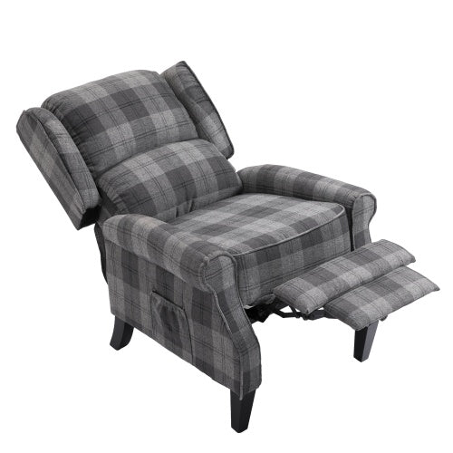 Vintage Armchair Sofa Comfortable Upholstered Leisure Chair  Recliner Chair For Living Room Grey Check
