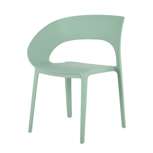 Haze Green Polypropylene Single Side Chair  One Piece Design For Indoor & Outdoor Use,suitable For Living Rooms, Dining Rooms, Gardens, Terraces And Other Scenarios