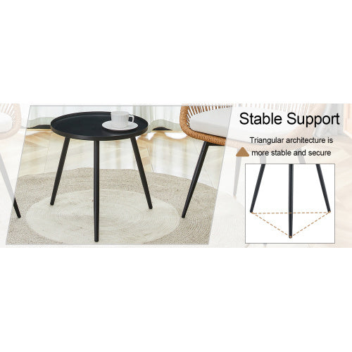 Modern 3 Piece Set17.7 Anti Spill Round Coffee Table   2 Rattan Swivel Chairs  Outdoor Patio Furniture For Tea Time.Suitable For Various Outdoor Venues.3 Piece Set Packaged As A Single Package