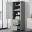 Tall Bathroom Storage Cabinet, Freestanding Storage Cabinet With Two Drawers And Adjustable Shelf, MDF Board With Painted Finish