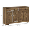 Kitchen Storage Sideboard, Farmhouse Buffet Cabinet With Barn Style Doors, Drawers, Adjustable Shelves, Light Brown