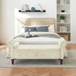 63.38Velvet Multifunctional Storage Rectangular Ottoman Bench Comes With Crystal Buckle Solid Wood Legs With 1 Pillow