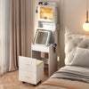White Hemp Faced Particleboard With Triamine 2 Pull 1 Door 1 Flip LED 3 Tone Light Touch Mirror Dressing Table Set