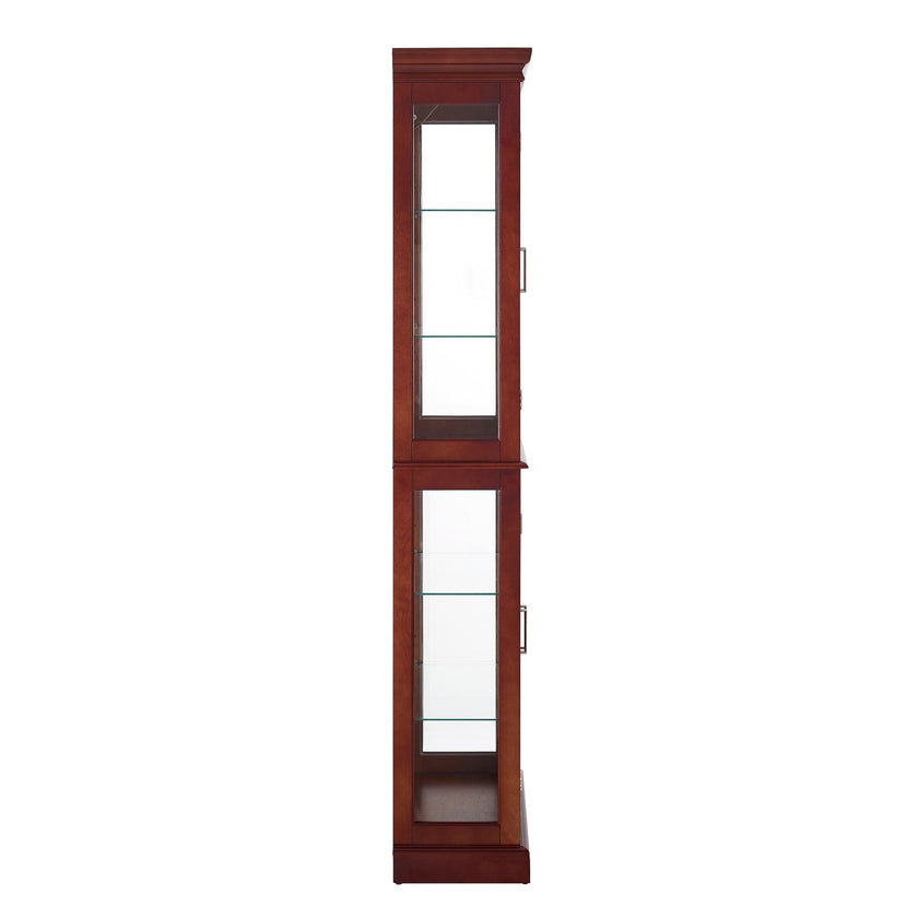 Lighted Curio Display Cabinet With Adjustable Shelves & Mirrored Back Panel