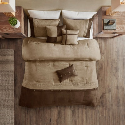 7 Piece Faux Suede Comforter Set
