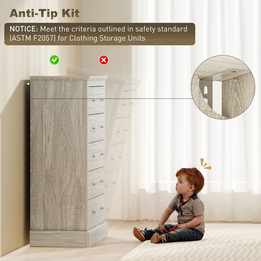 31 Wide Farmhouse Chest Of Drawers With 5 Drawers, Dresser For Bedroom With Wood Top For Living Room, Dirty Oak