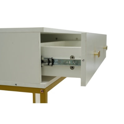 Vanity Set With Mirror And Stool - Makeup Vanity Table With Storage Drawers And Organizer, White And Gold, Space-Saving Design For Small Bedrooms