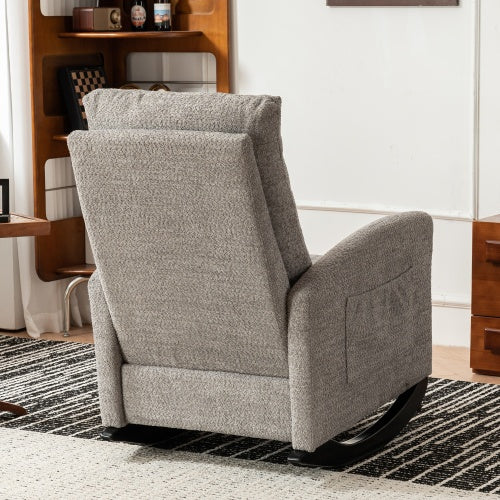 Accent Rocking Chair With Footrest High Back Rubber Wood Rocking Legs Bedroom Living Space