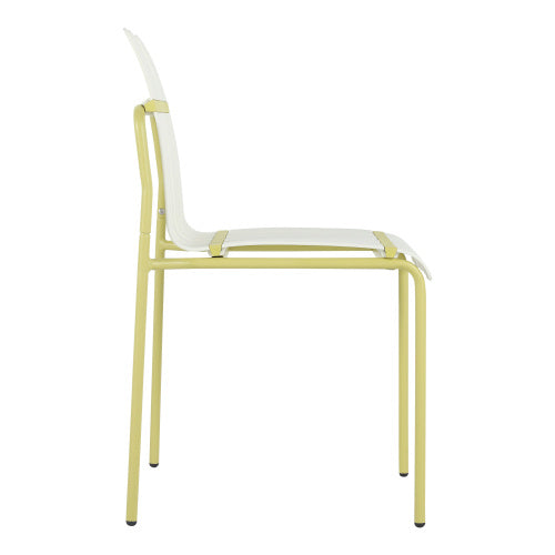 4-Pack Modern Striped Color Block Chairs - Waterproof PP Seat  Sturdy Metal Legs, Indoor Outdoor Dining Set For Patio, Balcony,