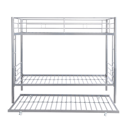 METAL BUNK BED WITH TRUNDLE SILVER