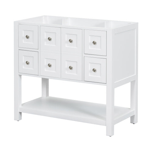 36'' Bathroom Vanity Without Sink,Free Standing Vanity Set With 4 Drawers& Soft Closing Doors,Solid Wood Frame Bathroom Storage Cabinet Only