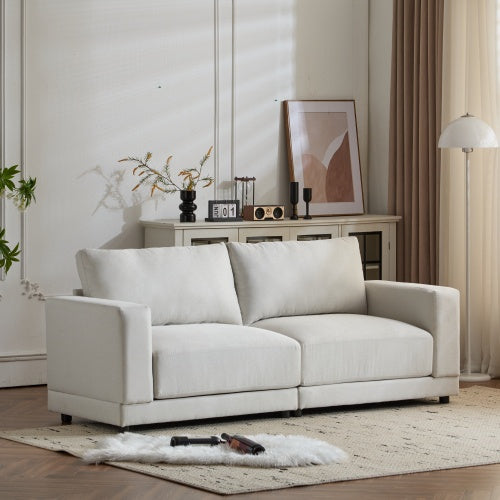 81 Modern Square Arm Sofa With Soft Velvet Upholstery, Deep Cushions, And Sturdy Legs In Navy Blue For Living Room Or Bedroom