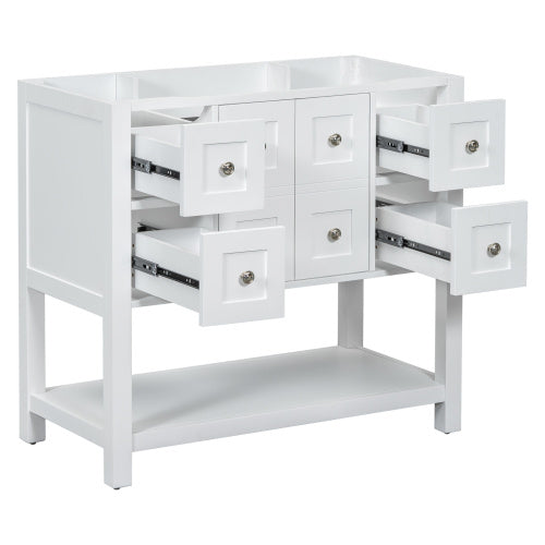 36'' Bathroom Vanity Without Sink,Free Standing Vanity Set With 4 Drawers& Soft Closing Doors,Solid Wood Frame Bathroom Storage Cabinet Only