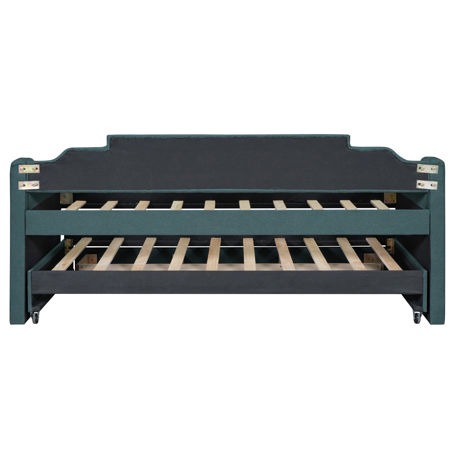 Twin Size Upholstered Daybed With Trundle And Three Drawers,Green
