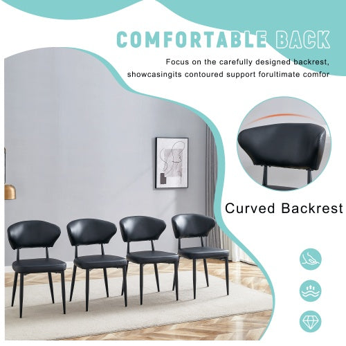 Black Minimalist Ergonomic Dining Chair, With A Curved Backrest For Comfortable Design,Unlocking A Comfortable And Minimalist New Sitting Posture. A Pack Of 4.Available In Black And White.
