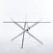 Chrome Dining Table With Cross Metal Leg And Glass,Modern Space Saving Kitchen Table For Living Room,120x120x75cm Square Glass