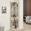 Corner Glass Cabinet Lighted Curio Cabinet Corner Display Case For Living Room, Curio Cabinet, Antique Collection, Wine,Bar Glass Storage Light Included,Dark Cherry
