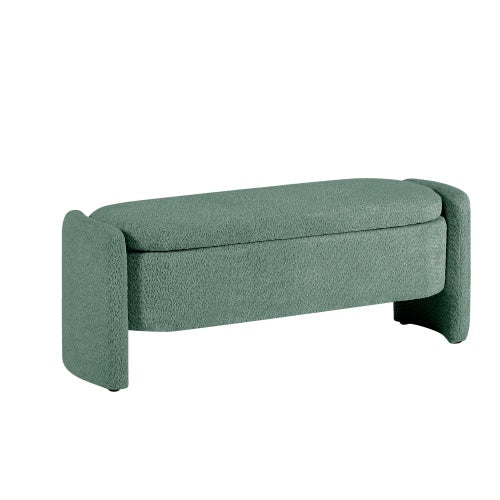 Ottoman Oval Storage Bench 3D Lamb Fleece Fabric Bench With Large Storage Space For The Living Room, Entryway And Bedroom