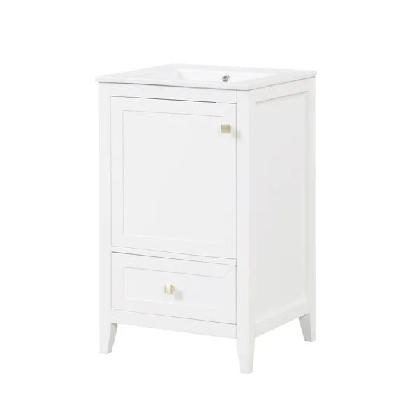 Bathroom Vanity With Sink, Bathroom Cabinet With Soft Closing Door, Storage Rack And A Drawer