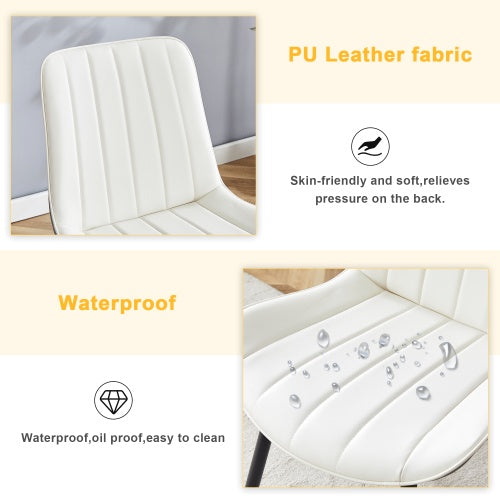 Extended Seat Cushion PU Dining Chair Set - Four Pieces.Smooth Line Design.Can Integrate Well Into Various Modern Home Decoration Styles.White And Dark Gray Splicing Colors.