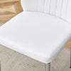 Set Of Four White PU Comfort Dining Chairs 17.7x25Dining Chair With Extended Backrest,WHITE PU,Silver Metal Legs,Suitable For Various Places Such As Family Restaurants, Hotels, Coffee Shops,etc.