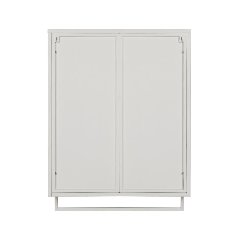 Modern Two-Door Wall Cabinet With Glass Doors And Open Shelf