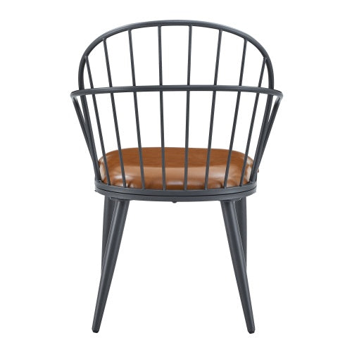 Indoor Upholstered Dining Chair With Metal Legs Set Of 2,Brown