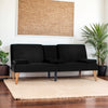 Modern Velvet Upholstered Futon Sofa Bed With 2 Cup Holders For Living Room