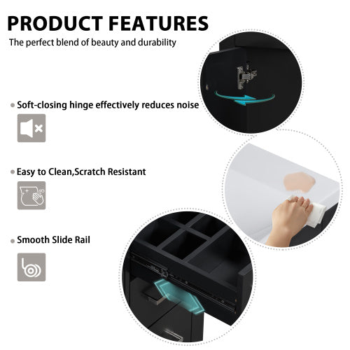 30'' Bathroom Vanity With Resin Sink Combo,Solid Wood Frame Bathroom Storage Cabinet, Freestanding Vanity Set With 3 Drawers& Soft Closing Doors