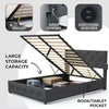 Full Size Bed Frame With Gas Lift Storage Bed With Modern Wingback Headboard, USB
