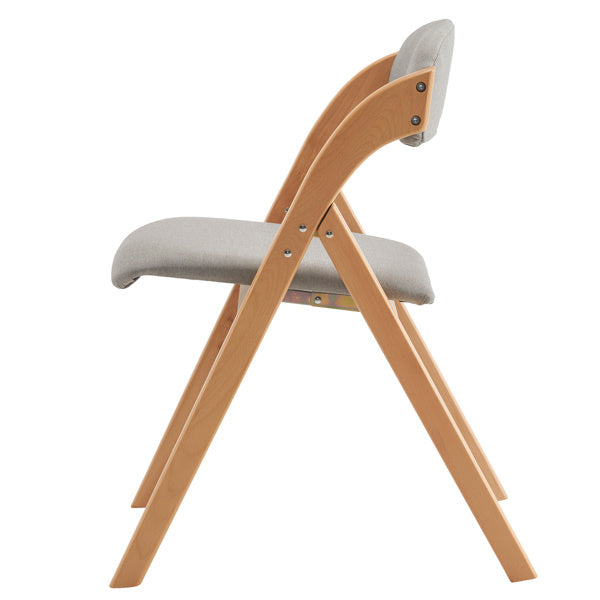 2pcs Solid Wood Folding Backrest Curved Beige Cushion Wood Colour Exhibition Chair 54X47X81cm Rubberwood