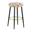 Counter Height Bar Stools Set Of 2, PU Kitchen Stools Upholstered Dining Chair Stools 24 Inches Height With Golden Footrest For Kitchen Island Coffee Shop Bar Home Balcony Silver Leaves Velvet