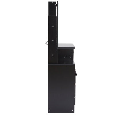 29.2 Small Size Left Bedside Cabinet Vanity Table   Cushioned Stool, Large Sliding  Touch Control  Tri-color Switching, Brightness Adjust LED Mirror, High Capacity Storage, Suitable For Small Space