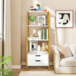 4-Tier Ladder Shelf With 2 Drawers 52.5 Inch Tall Freestanding Bookcase