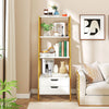 4-Tier Ladder Shelf With 2 Drawers 52.5 Inch Tall Freestanding Bookcase