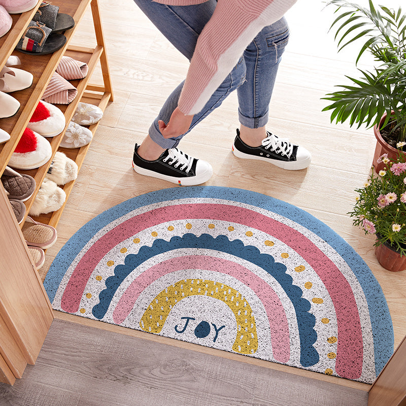 Rainbow Semicircular Silk Enclosure Mats Door Porch Entrance Door Mats Indoor Entrance Door Entrance Carpet