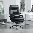 Overstuffed Office Chair, High Back Desk Chair With Foot Rest, Reclining PU Leather Computer Chair, Black