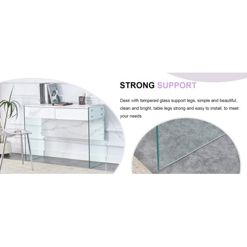 White Environmental Protection MDF Minimalist Dresser, Desk, Desktop Computer Desk, With Double Drawer Storage Space, Simple Home, Perfect For Various Styles Of Home Environment.